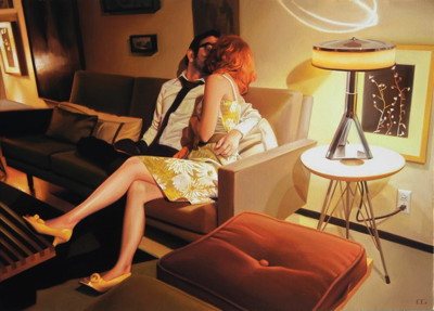Case Study Painting #3 (The Kissers), 33 x 46" oil on canvas by Carrie Graber