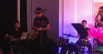 Hollywood Jazz Ninjas -  guitarist Tim Moran in hat. Photo by Jesse Herwitz.