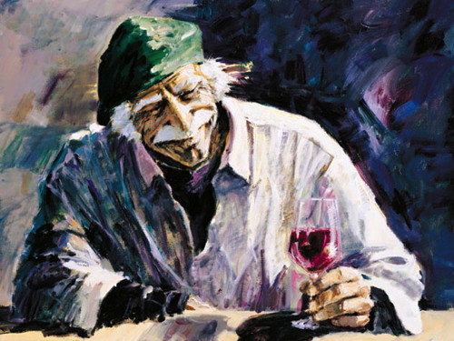 A Nice Red After Work, Aldo Luongo giclee on paper, 25" x 33"