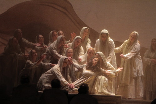 Nino Machaidze (at center) as Thais. (Photo: Robert Millard)