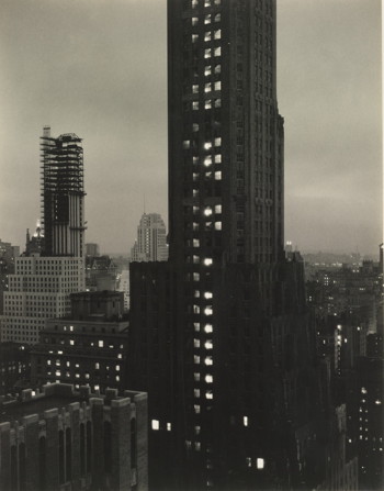 ALFRED STIEGLITZ, Evening, New York from the Shelton, 1931. Estimate $200,000-300,000. © 2014 ESTATE OF ALFRED STIEGLITZ / ARTISTS RIGHTS SOCIETY (ARS), NEW YORK. Image courtesy of Sotheby’s.
