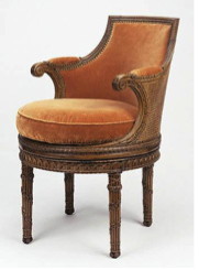 Frame by Georges Jacob; carved by Pierre- Claude Triquet; and Jean-Baptiste-Simon Rode. French, Paris, about 1787. Beechwood; caning; modern upholstery. H: 2 ft. 9 1/2 in. x W: 1 ft. 10 3/4 in. x D: 1 ft. 9 1/2 in. 72.DA.51. J. Paul Getty Museum.