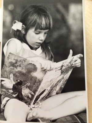 The author, aged 7, before she graduated to crime fiction. 