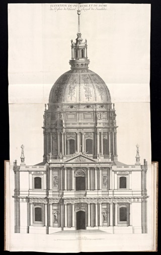 Facade of the Church of the Invalides, 1687, Pierre Lepautre (French, 1652–1716) after Jules Hardouin-Mansart (French, 1646–1708), Etching and engraving, From a bound volume of 14 prints (Paris, 1687). The Getty Research Institute (1392-604)
