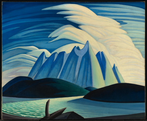 Lawren Harris, Lake and Mountains, 1928. Oil on canvas. 51 1/2 x 63 1/4 in. (130.8 x 160.7 cm). Art Gallery of Ontario; Gift from the Fund of the T. Eaton Co. Ltd. for Canadian Works of Art, 1948. ©Family of Lawren S. Harris. 
