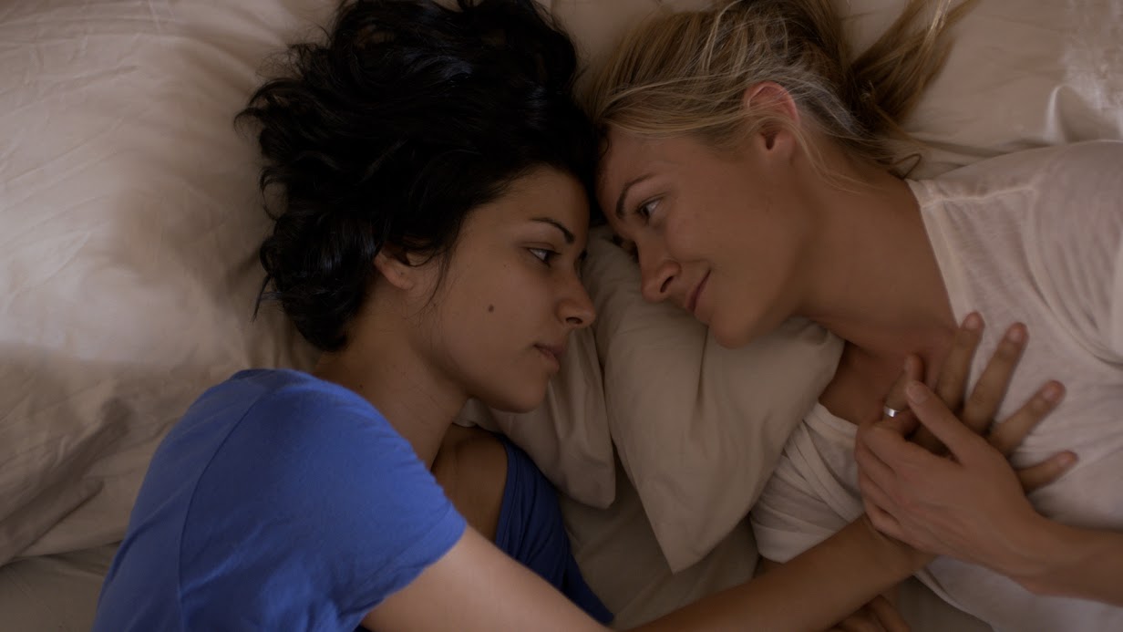 Mandahla Rose (left) and Julia Billington (right) in ALL ABOUT E - Photo courtesy of Wolfe Video.