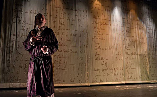 Andrew Thornton as Scrooge in ‘A Christmas Carol’ at the Playhouse San Antonio. Photo by Siggi Ragnar.