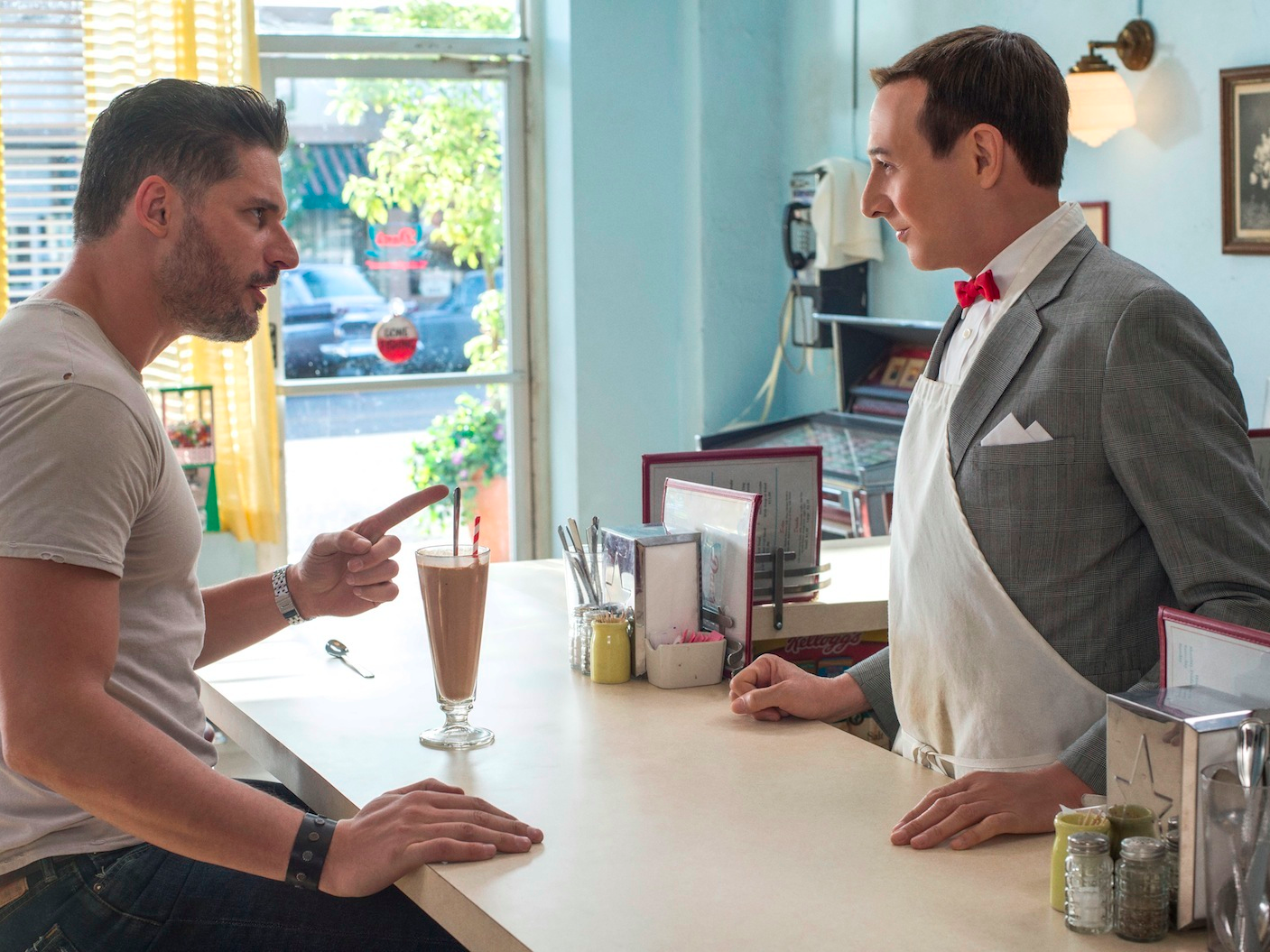 Joe Mangianello and Paul Reubens in a scene from "Pee-wee’s Big Holiday."