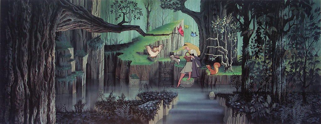 Eyvind Earle - Background painting for Sleeping Beauty.